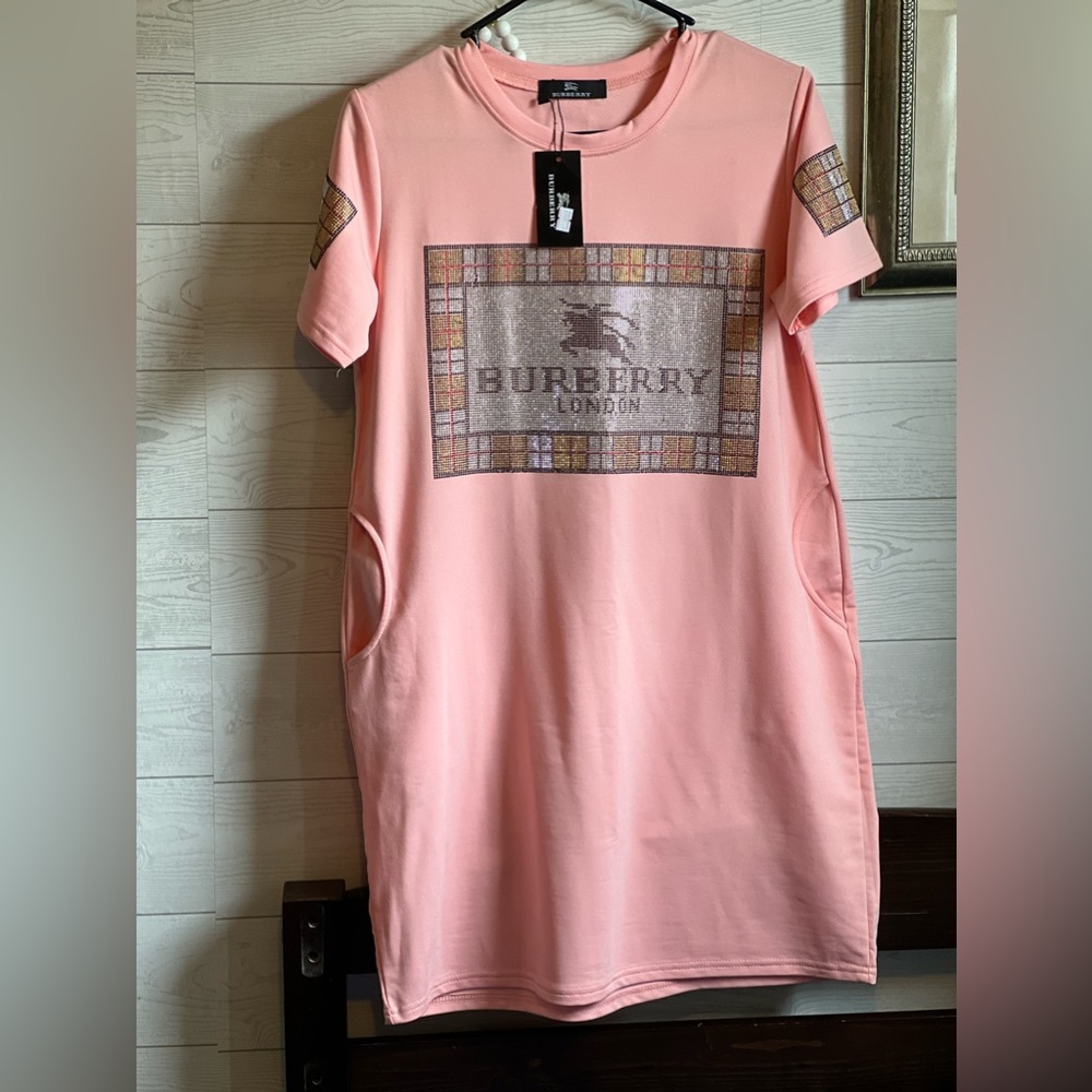 Pink faux designer dress